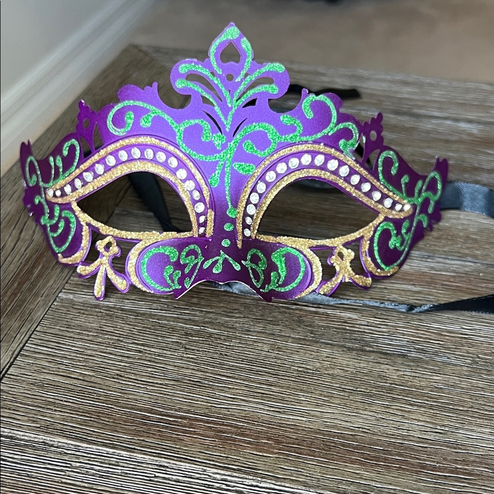 Purple and Green Masquerade Mask